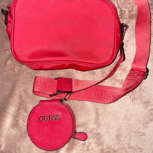GUESS LOS ANGELES Red-Orange* CROSSBODY BAG WITH POUCH ** - Picture 4 of 5